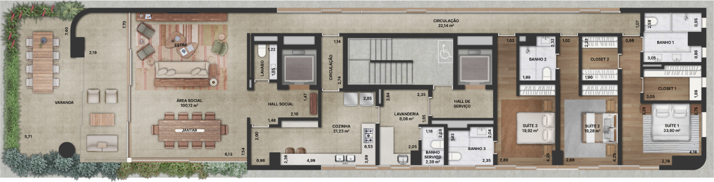 Residência Tipo 278 m² - Opção 3 Suítes - Padrão